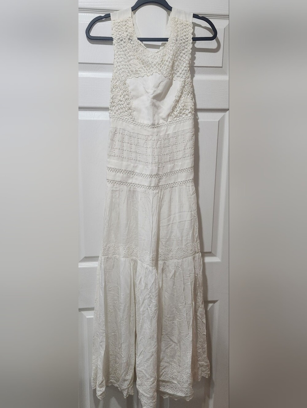 Anthropologie Floreat Ivory Crochet Eyelet Maxi Dress 2